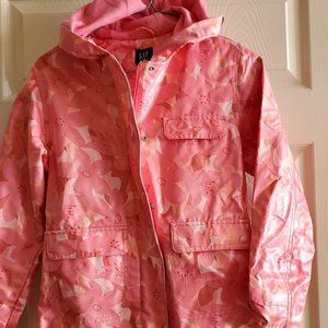 GAP VINYL RAINCOAT GIRLS PINK CAMO FLOWER SZ10
